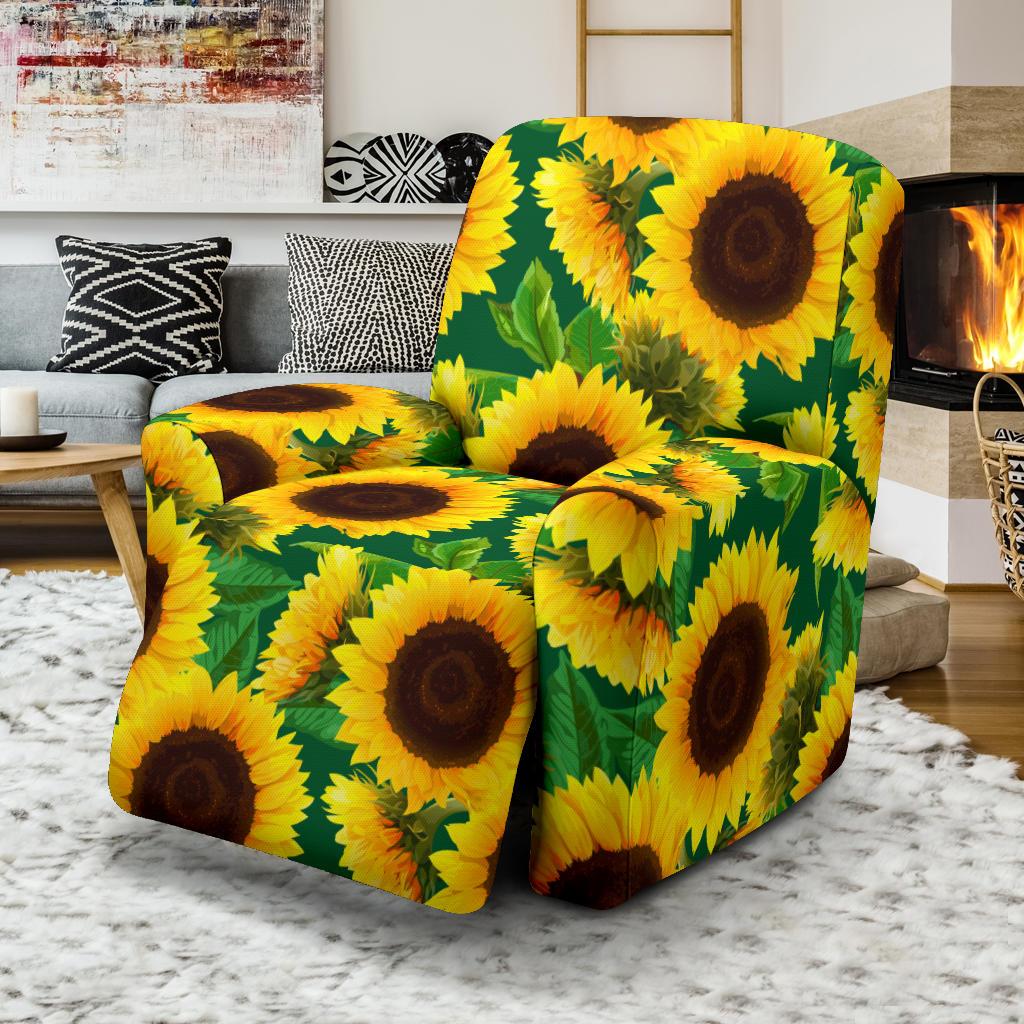Sunflower Pattern Print Design SF02 Recliner Slipcover-JORJUNE.COM