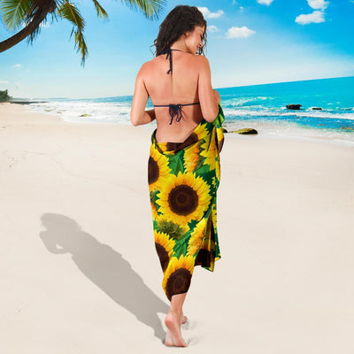 Sunflower Pattern Print Design SF02 Sarong Pareo Wrap-JORJUNE.COM