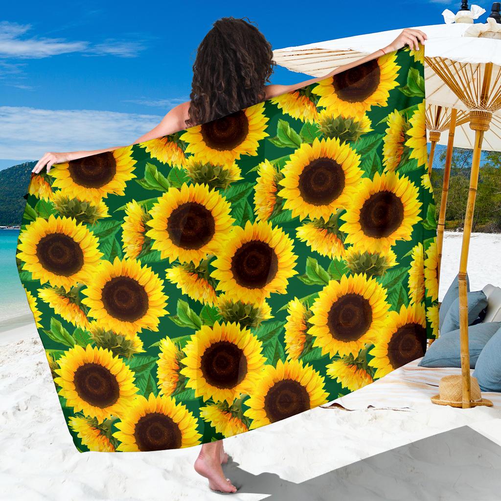 Sunflower Pattern Print Design SF02 Sarong Pareo Wrap-JORJUNE.COM