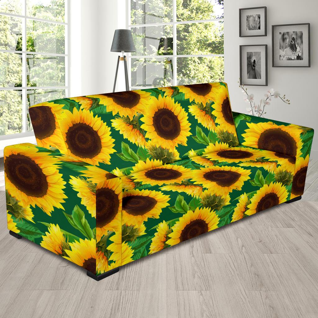 Sunflower Pattern Print Design SF02 Sofa Slipcover-JORJUNE.COM