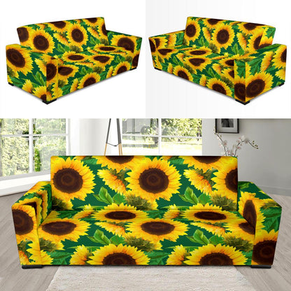 Sunflower Pattern Print Design SF02 Sofa Slipcover-JORJUNE.COM