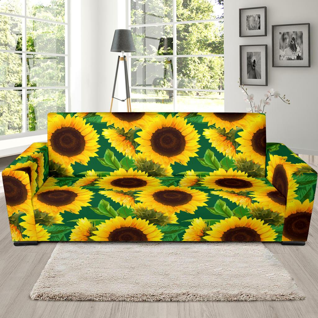 Sunflower Pattern Print Design SF02 Sofa Slipcover-JORJUNE.COM