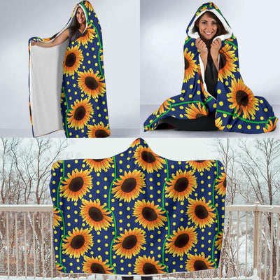 Sunflower Pattern Print Design SF03 Hooded Blanket-JORJUNE.COM