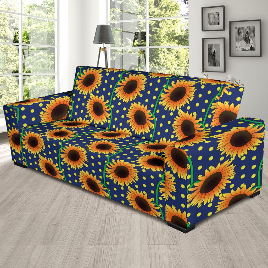 Sunflower Pattern Print Design SF03 Sofa Slipcover-JORJUNE.COM