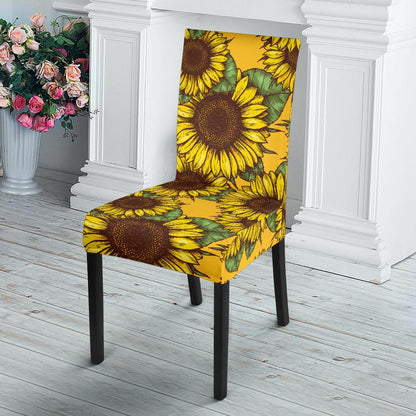 Sunflower Pattern Print Design SF04 Dining Chair Slipcover-JORJUNE.COM