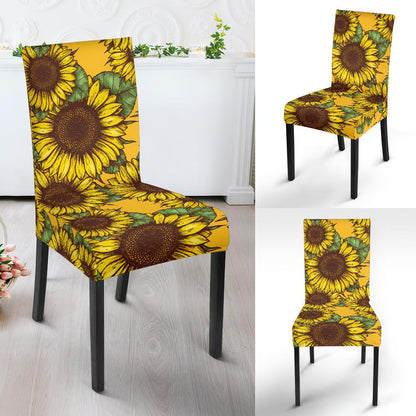 Sunflower Pattern Print Design SF04 Dining Chair Slipcover-JORJUNE.COM