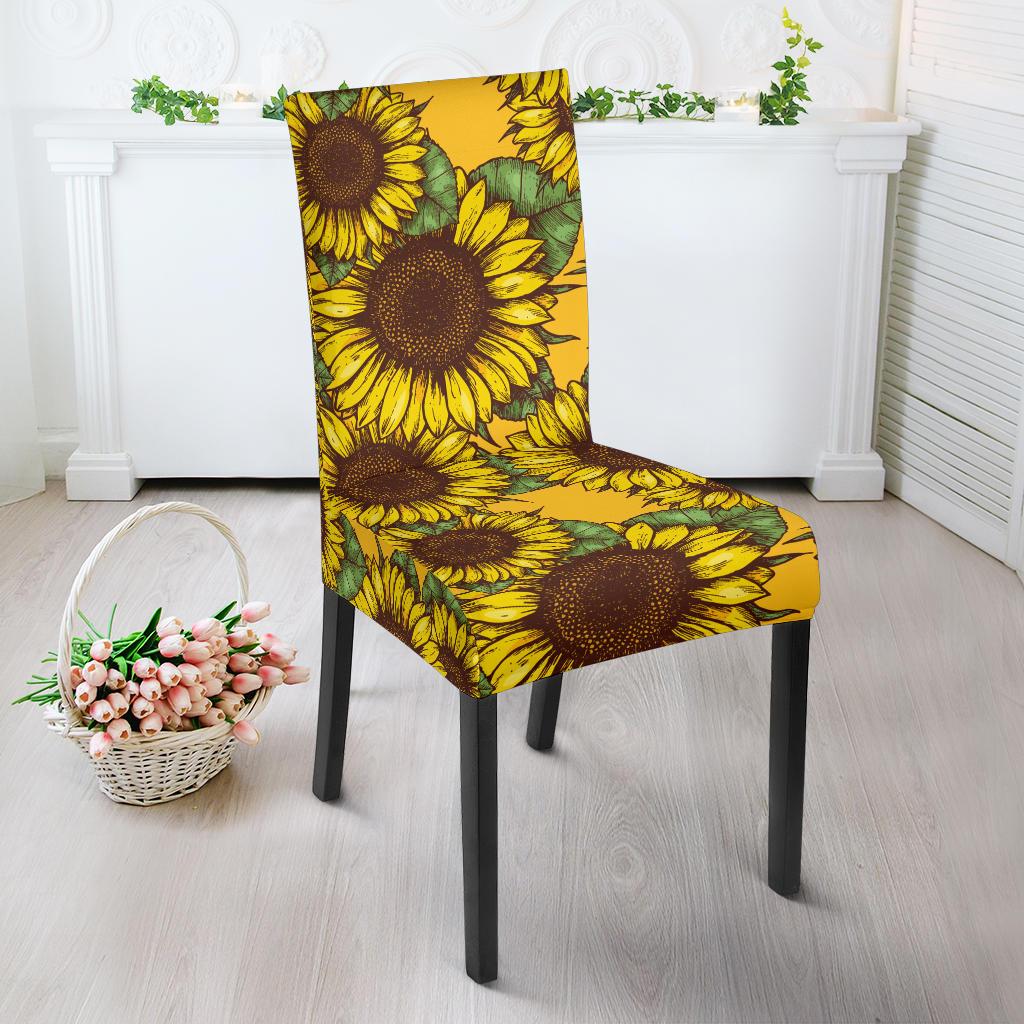 Sunflower Pattern Print Design SF04 Dining Chair Slipcover-JORJUNE.COM