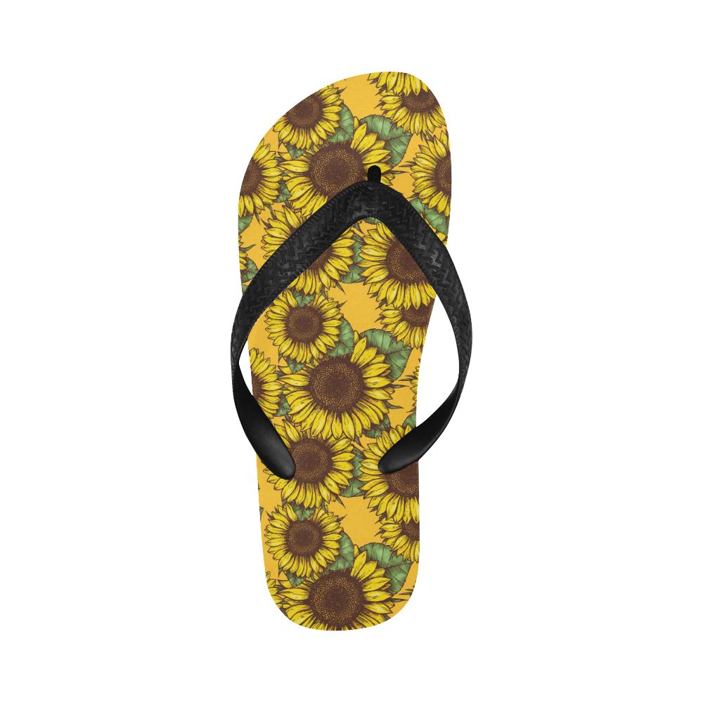 Sunflower Pattern Print Design SF04 Flip Flops-JorJune