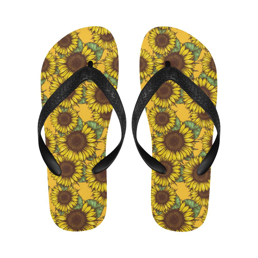 Sunflower Pattern Print Design SF04 Flip Flops-JorJune