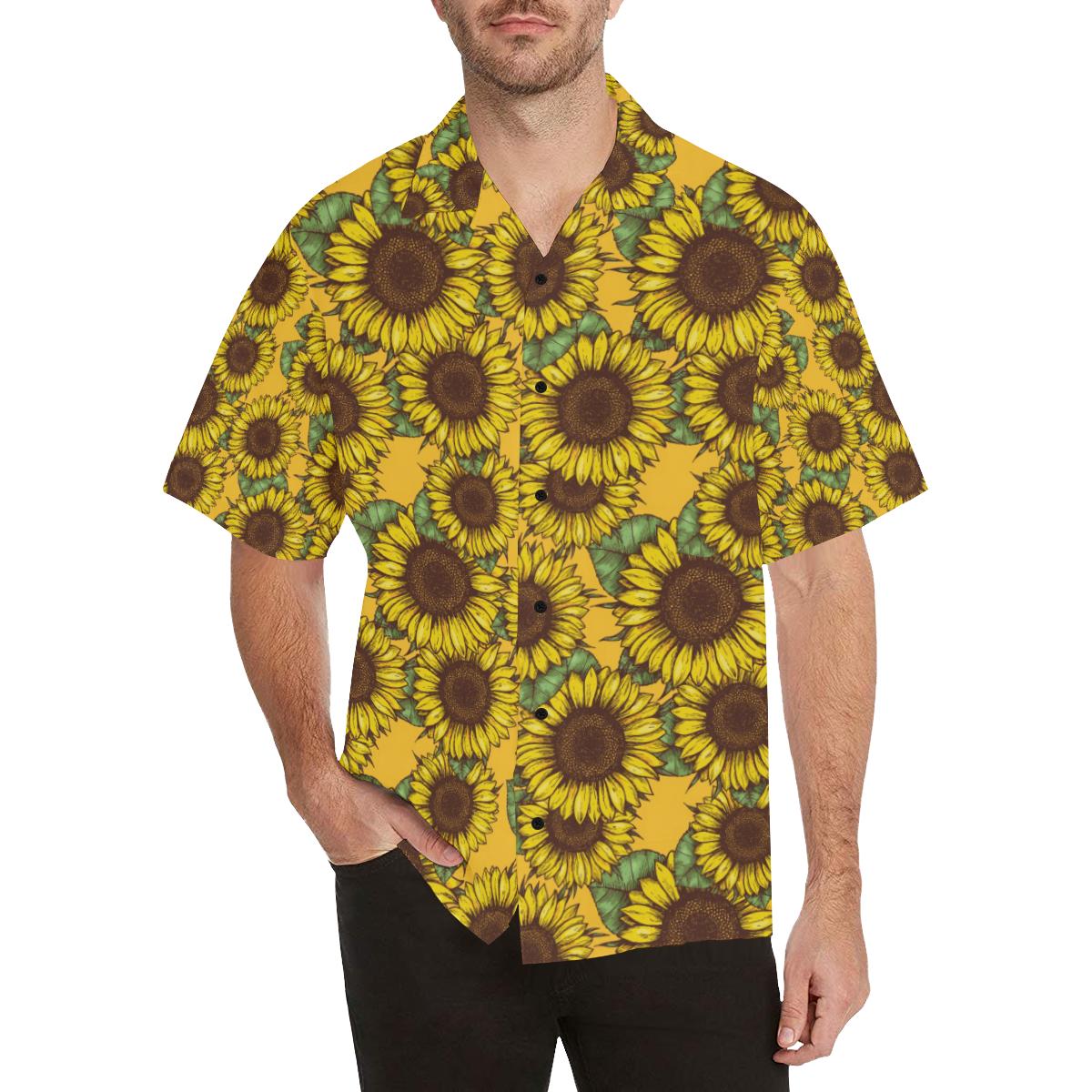 Sunflower Pattern Print Design SF04 Men Hawaiian Shirt-JorJune
