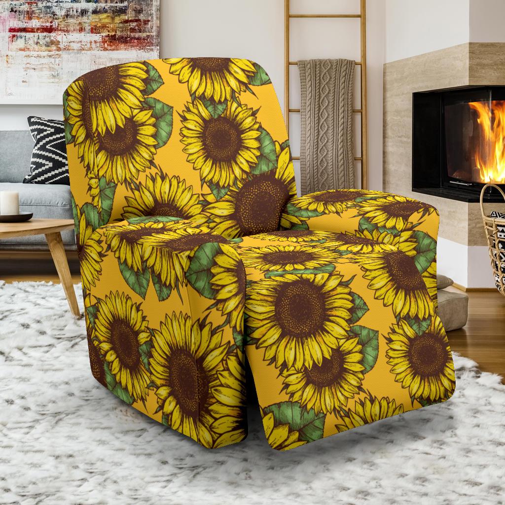 Sunflower Pattern Print Design SF04 Recliner Slipcover-JORJUNE.COM