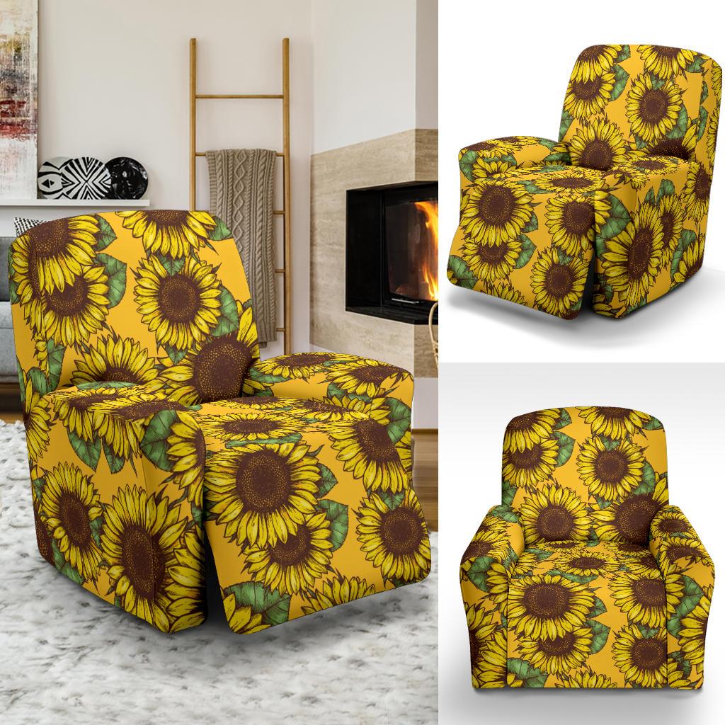 Sunflower Pattern Print Design SF04 Recliner Slipcover-JORJUNE.COM