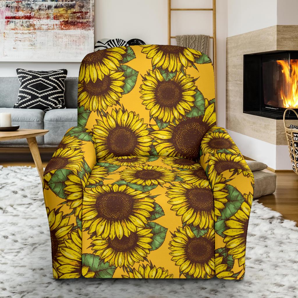 Sunflower Pattern Print Design SF04 Recliner Slipcover-JORJUNE.COM
