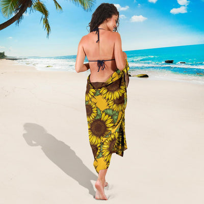 Sunflower Pattern Print Design SF04 Sarong Pareo Wrap-JORJUNE.COM