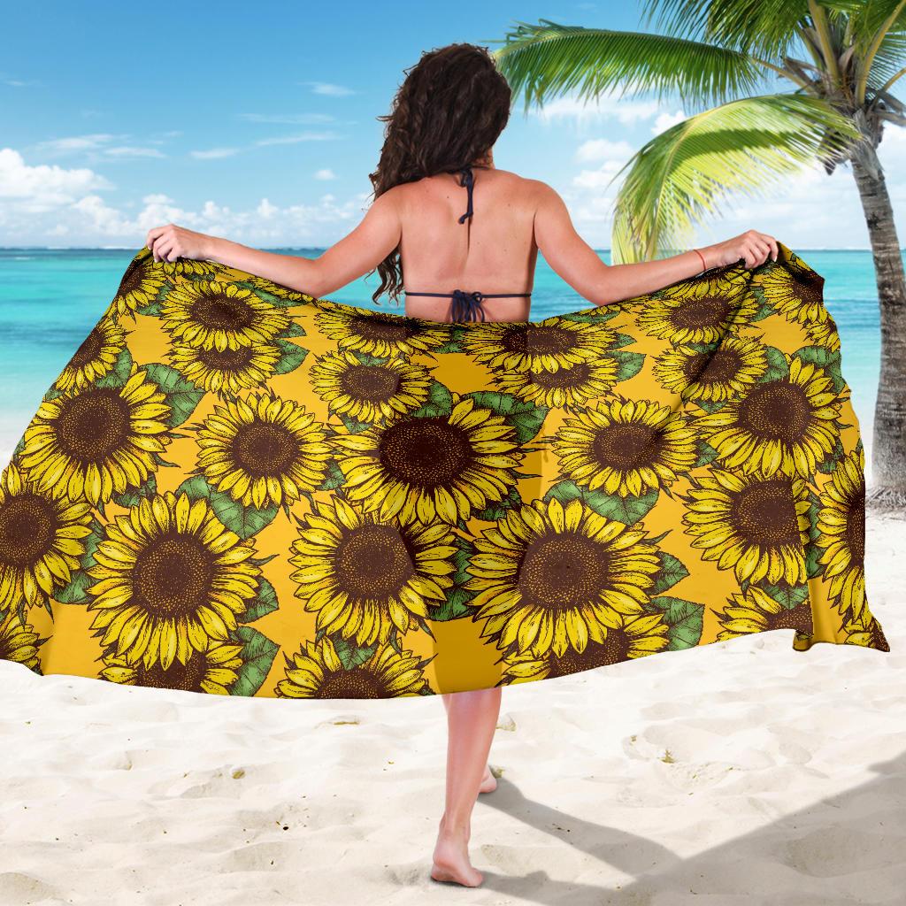 Sunflower Pattern Print Design SF04 Sarong Pareo Wrap-JORJUNE.COM
