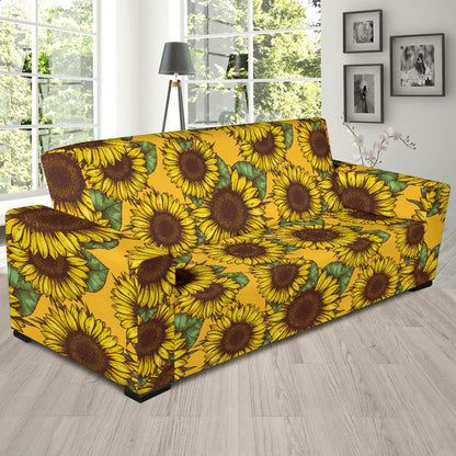 Sunflower Pattern Print Design SF04 Sofa Slipcover-JORJUNE.COM
