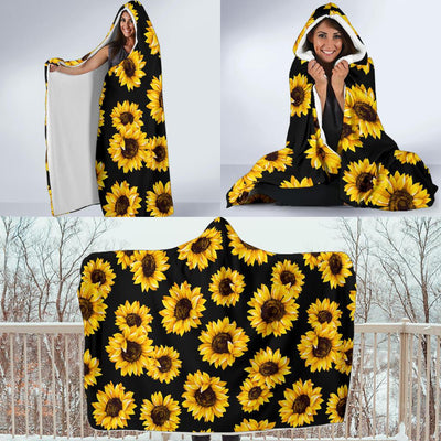 Sunflower Pattern Print Design SF05 Hooded Blanket-JORJUNE.COM