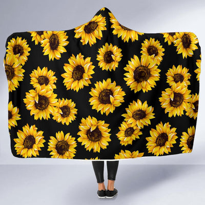 Sunflower Pattern Print Design SF05 Hooded Blanket-JORJUNE.COM