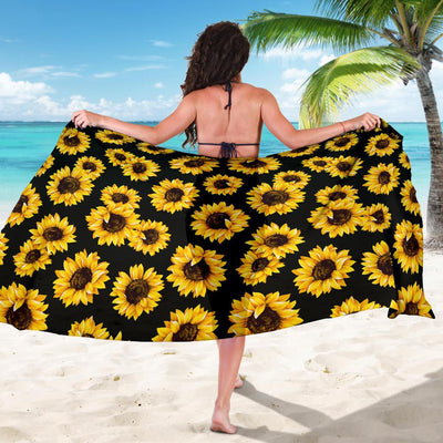 Sunflower Pattern Print Design SF05 Sarong Pareo Wrap-JORJUNE.COM