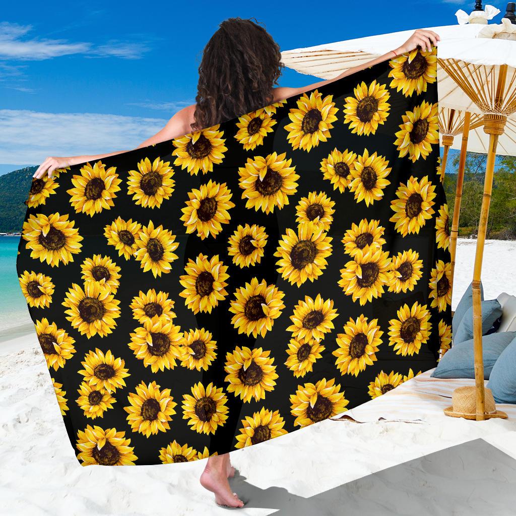 Sunflower Pattern Print Design SF05 Sarong Pareo Wrap-JORJUNE.COM