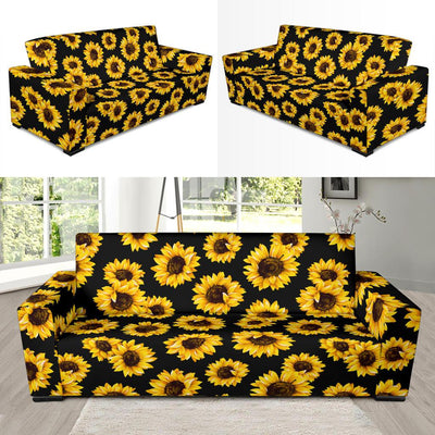 Sunflower Pattern Print Design SF05 Sofa Slipcover-JORJUNE.COM