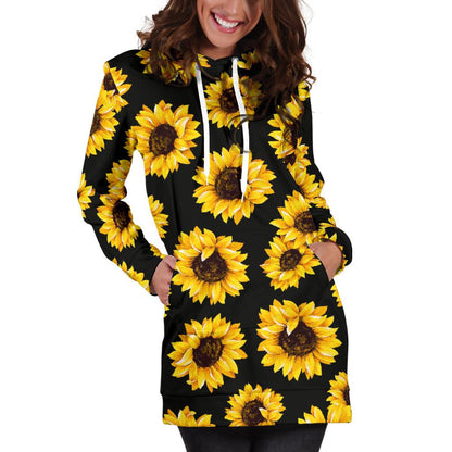 Sunflower Pattern Print Design SF05 Women Hoodie Dress