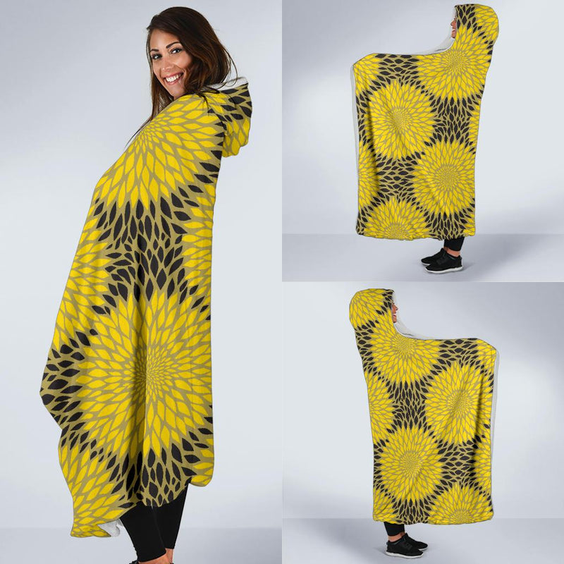 Sunflower Pattern Print Design SF06 Hooded Blanket-JORJUNE.COM