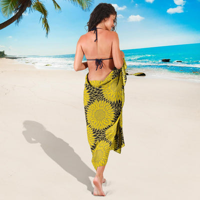 Sunflower Pattern Print Design SF06 Sarong Pareo Wrap-JORJUNE.COM