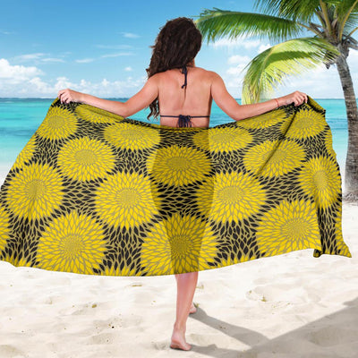 Sunflower Pattern Print Design SF06 Sarong Pareo Wrap-JORJUNE.COM