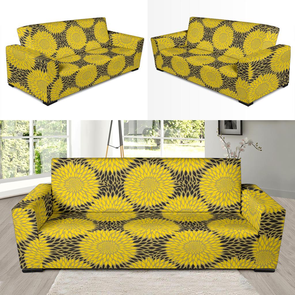 Sunflower Pattern Print Design SF06 Sofa Slipcover-JORJUNE.COM