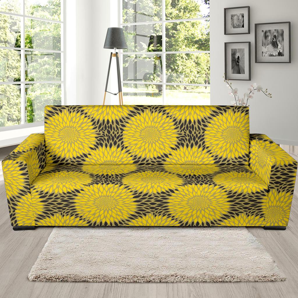 Sunflower Pattern Print Design SF06 Sofa Slipcover-JORJUNE.COM