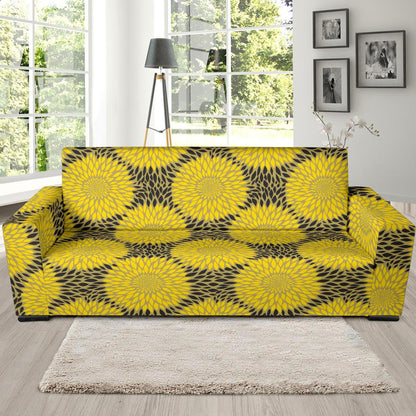 Sunflower Pattern Print Design SF06 Sofa Slipcover-JORJUNE.COM