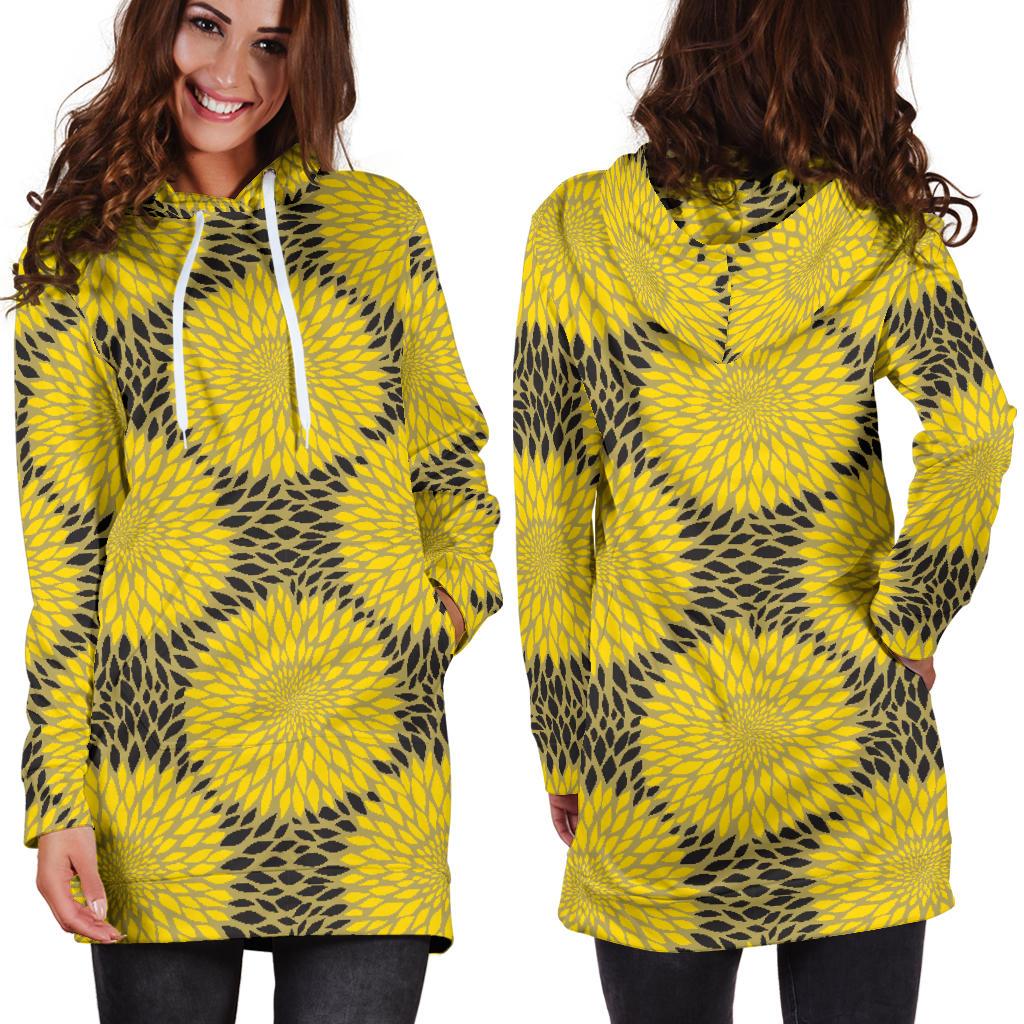 Sunflower Pattern Print Design SF06 Women Hoodie Dress