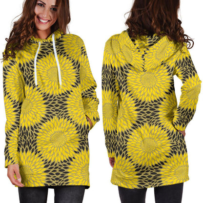Sunflower Pattern Print Design SF06 Women Hoodie Dress