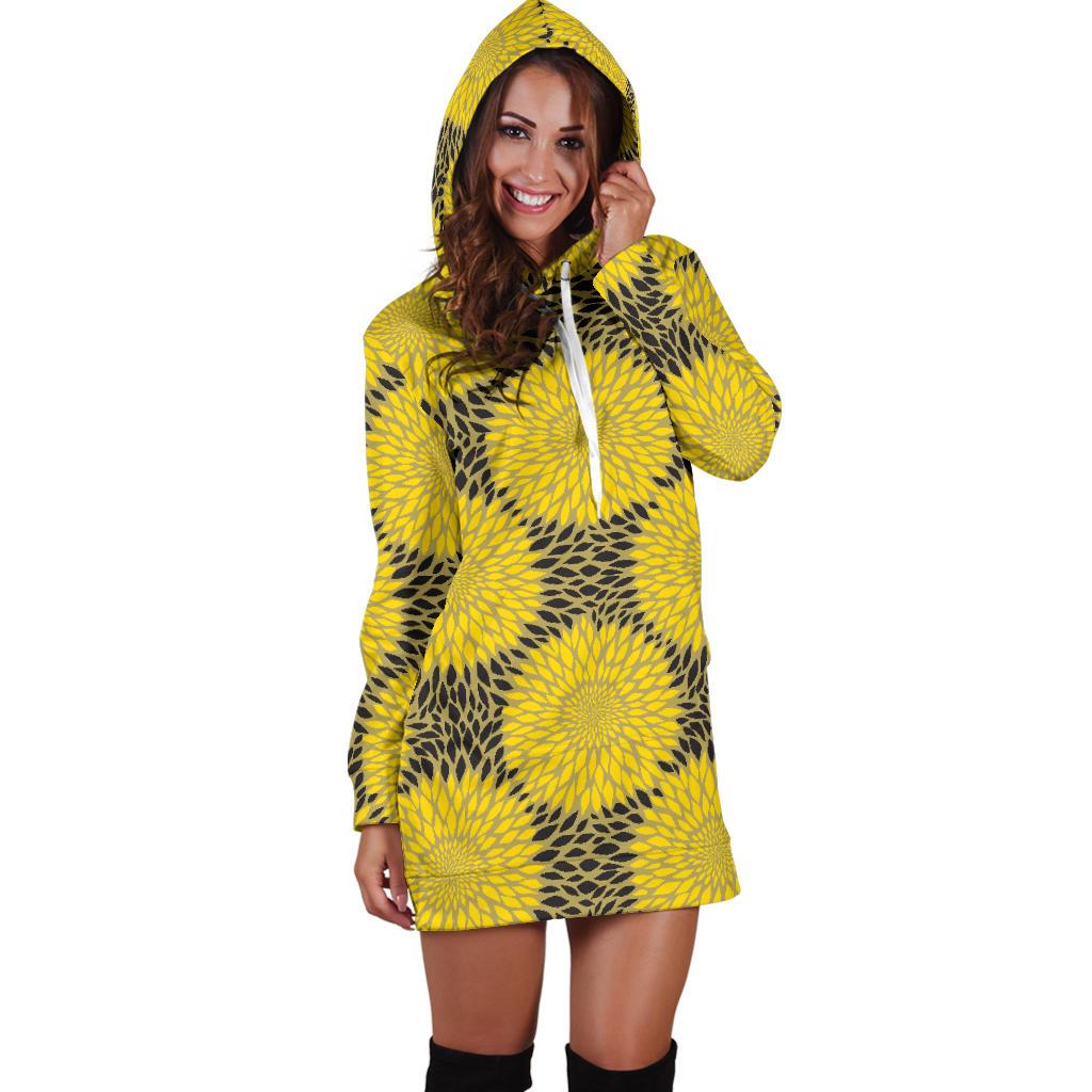 Sunflower Pattern Print Design SF06 Women Hoodie Dress