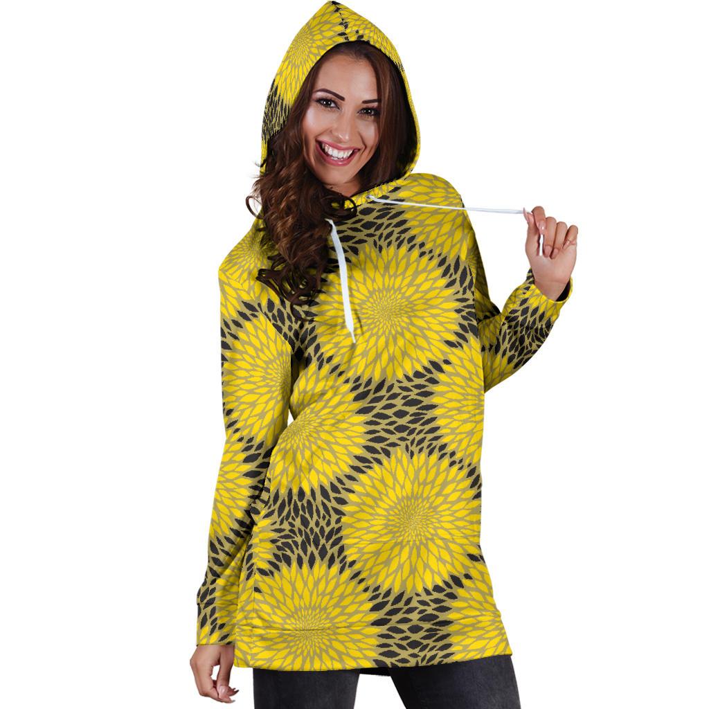 Sunflower Pattern Print Design SF06 Women Hoodie Dress