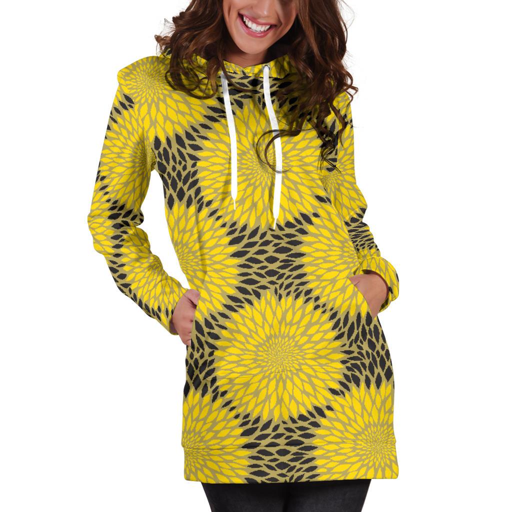 Sunflower Pattern Print Design SF06 Women Hoodie Dress