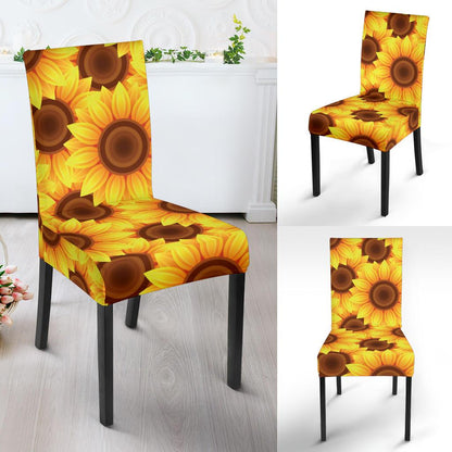 Sunflower Pattern Print Design SF07 Dining Chair Slipcover-JORJUNE.COM
