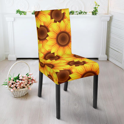 Sunflower Pattern Print Design SF07 Dining Chair Slipcover-JORJUNE.COM