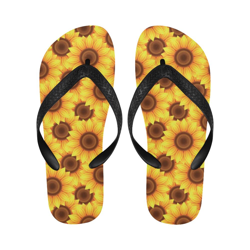 Sunflower Pattern Print Design SF07 Flip Flops-JorJune