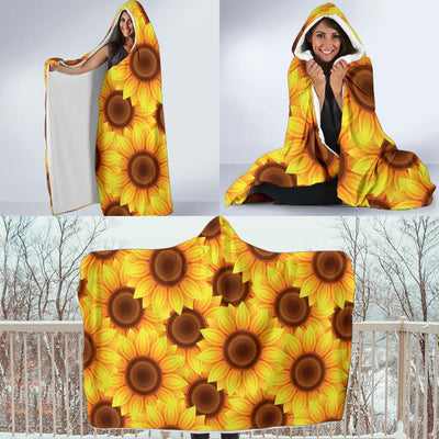 Sunflower Pattern Print Design SF07 Hooded Blanket-JORJUNE.COM