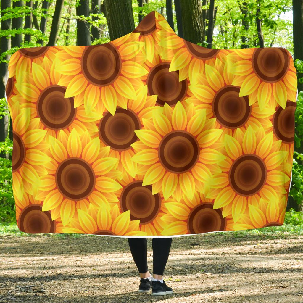 Sunflower Pattern Print Design SF07 Hooded Blanket-JORJUNE.COM