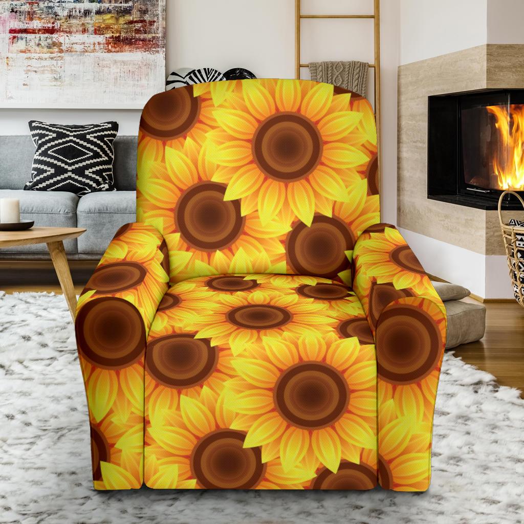 Sunflower Pattern Print Design SF07 Recliner Slipcover-JORJUNE.COM