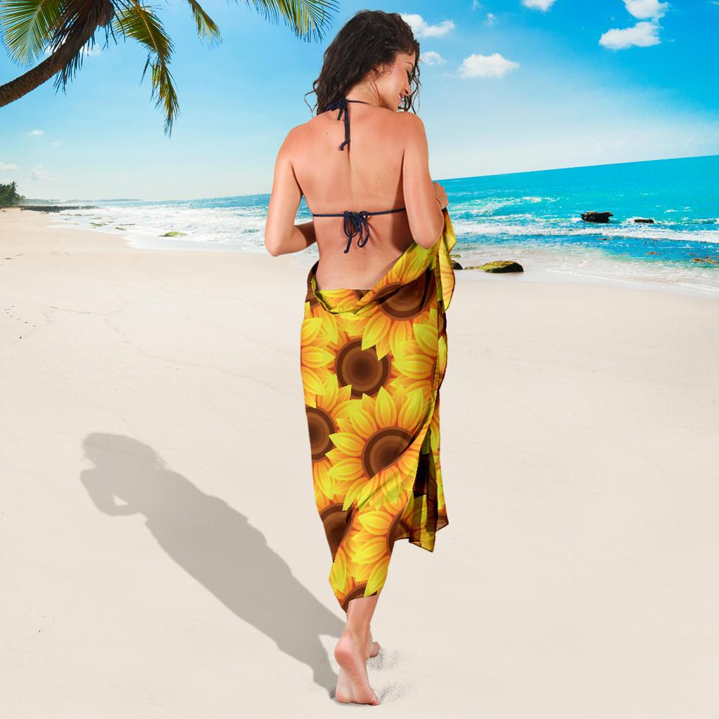 Sunflower Pattern Print Design SF07 Sarong Pareo Wrap-JORJUNE.COM