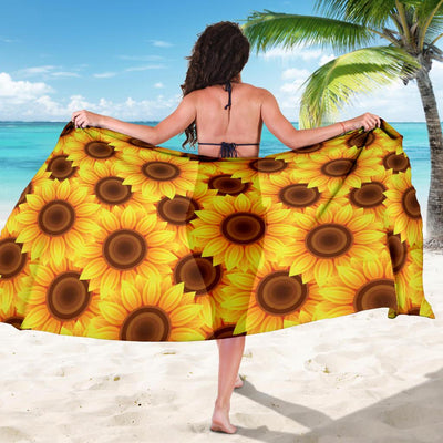 Sunflower Pattern Print Design SF07 Sarong Pareo Wrap-JORJUNE.COM