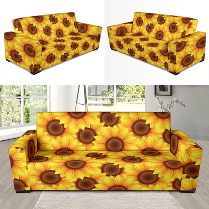 Sunflower Pattern Print Design SF07 Sofa Slipcover-JORJUNE.COM