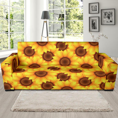 Sunflower Pattern Print Design SF07 Sofa Slipcover-JORJUNE.COM