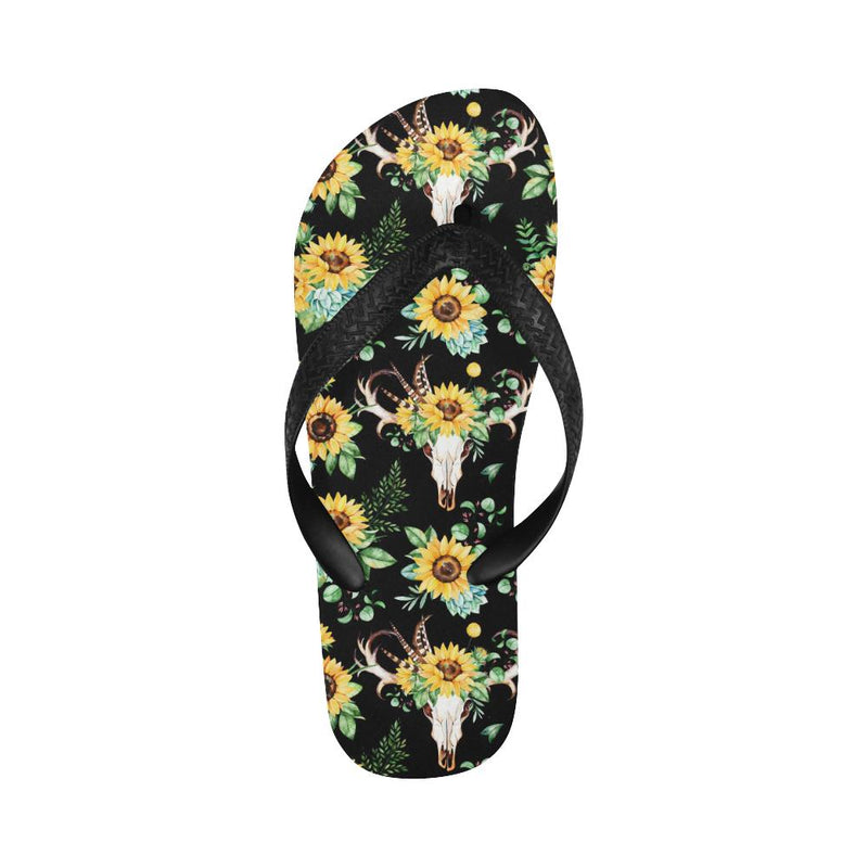 Sunflower Pattern Print Design SF08 Flip Flops-JorJune