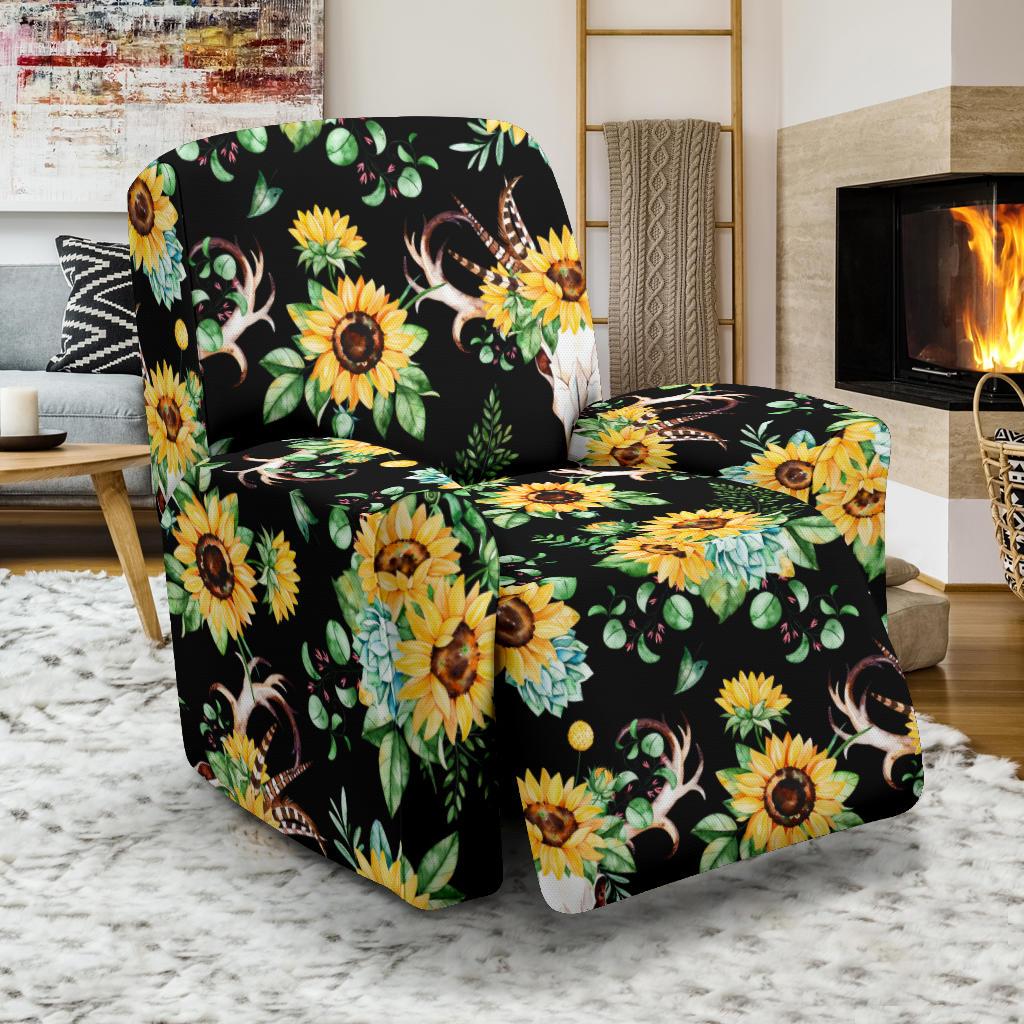 Sunflower Pattern Print Design SF08 Recliner Slipcover-JORJUNE.COM