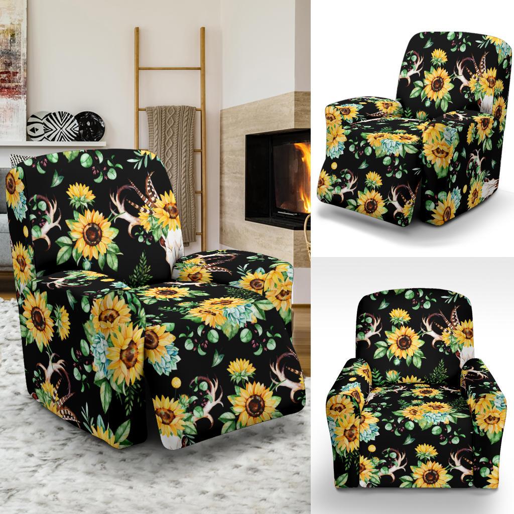 Sunflower Pattern Print Design SF08 Recliner Slipcover-JORJUNE.COM